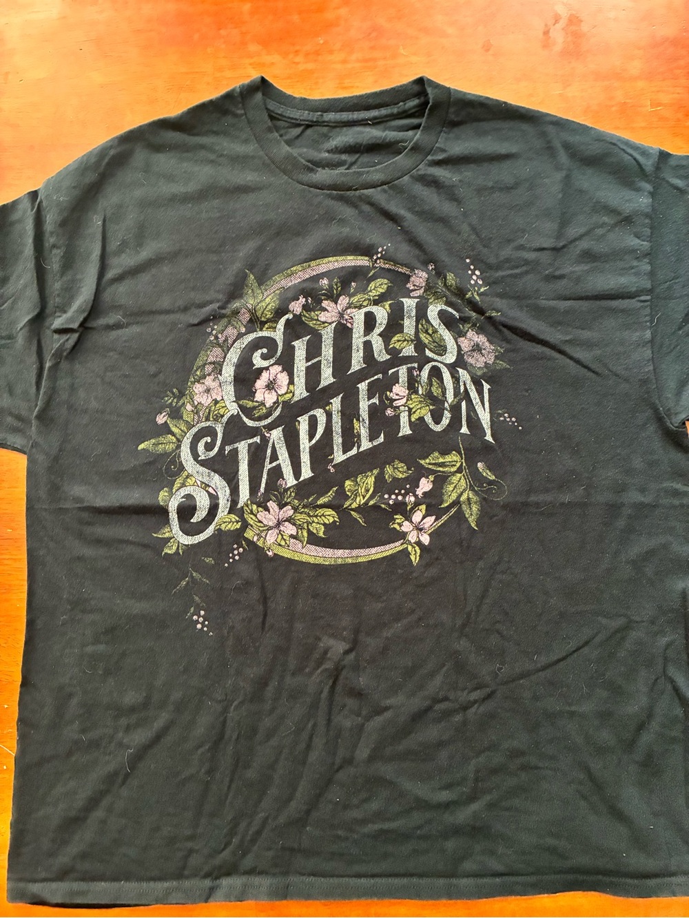 Chris Stapleton Floral Logo Country Music Graphic T Shirt Black XL 23x28